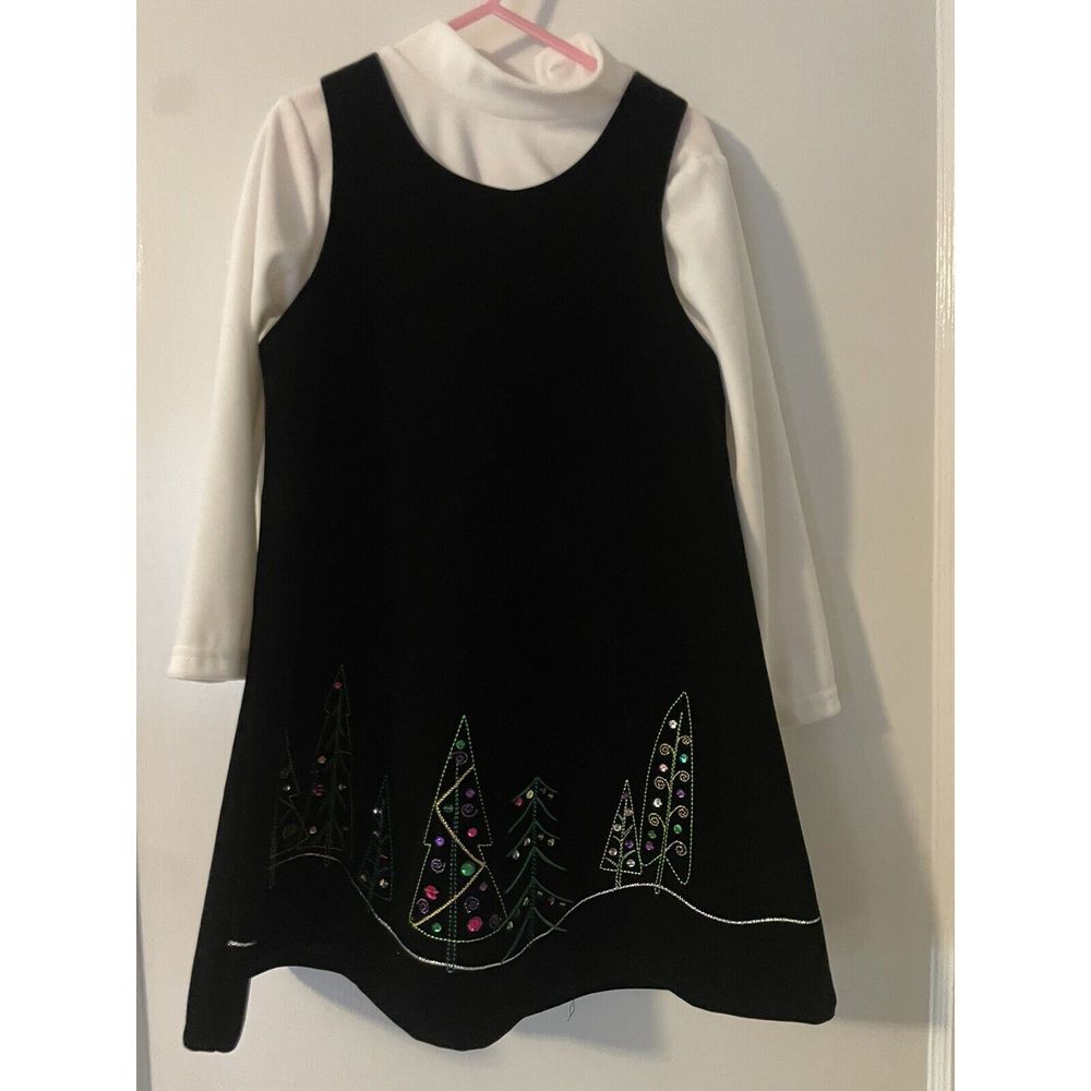 Lovely Black Velour Holiday Pinafore Dress